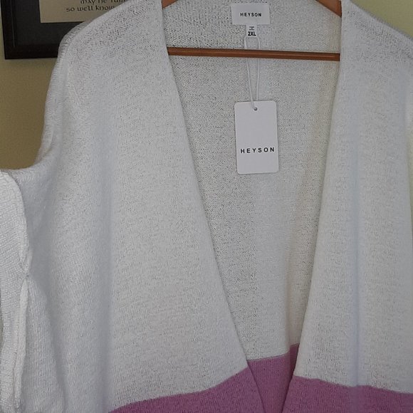 Beautiful Lightweight  Heyson Striped Open Front Cardigan - Picture 2 of 11